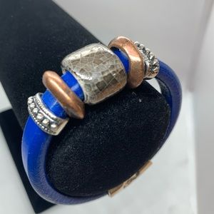 Cobalt Blue Regaliz with copper Ceramic Bead magnetic clasp.